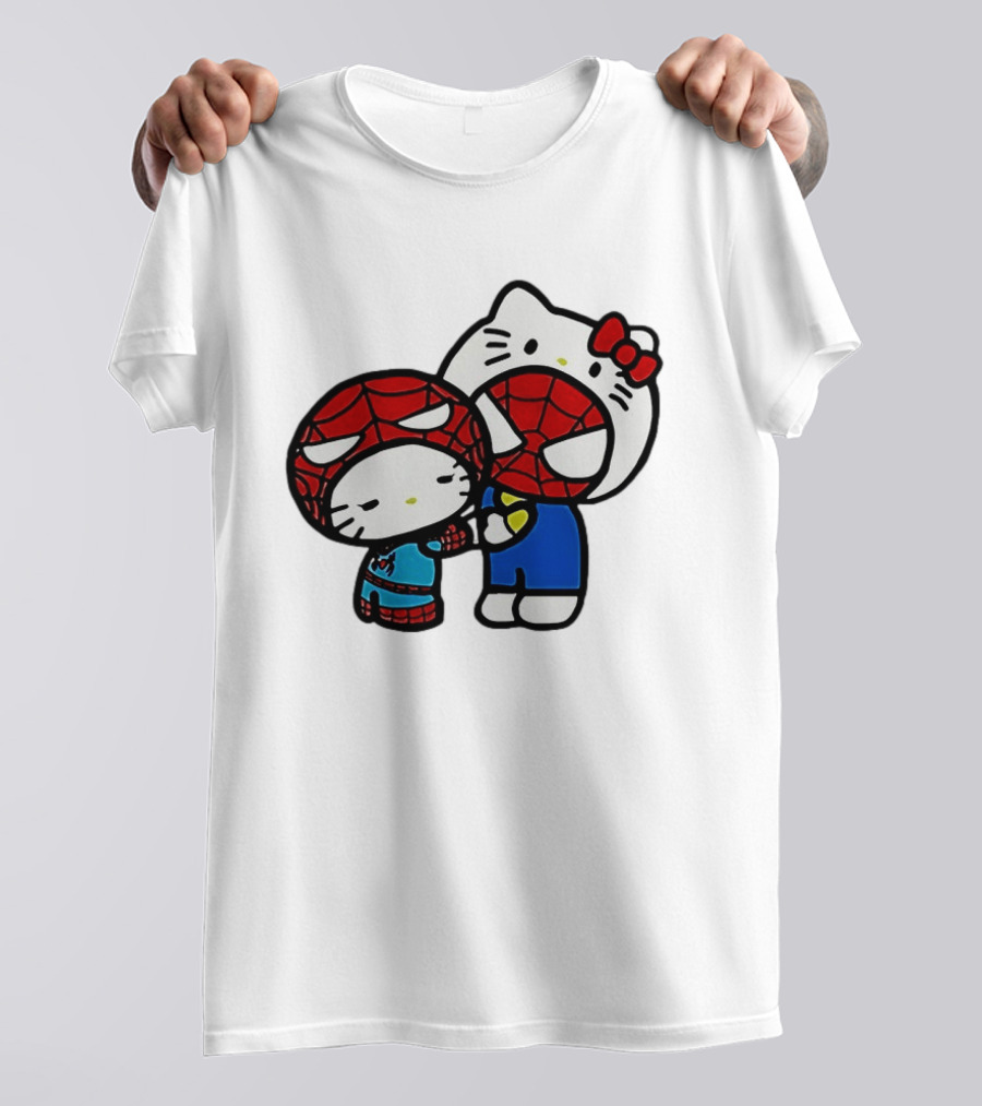 Kitty Hug Spider Man Mask Cute T-Shirt