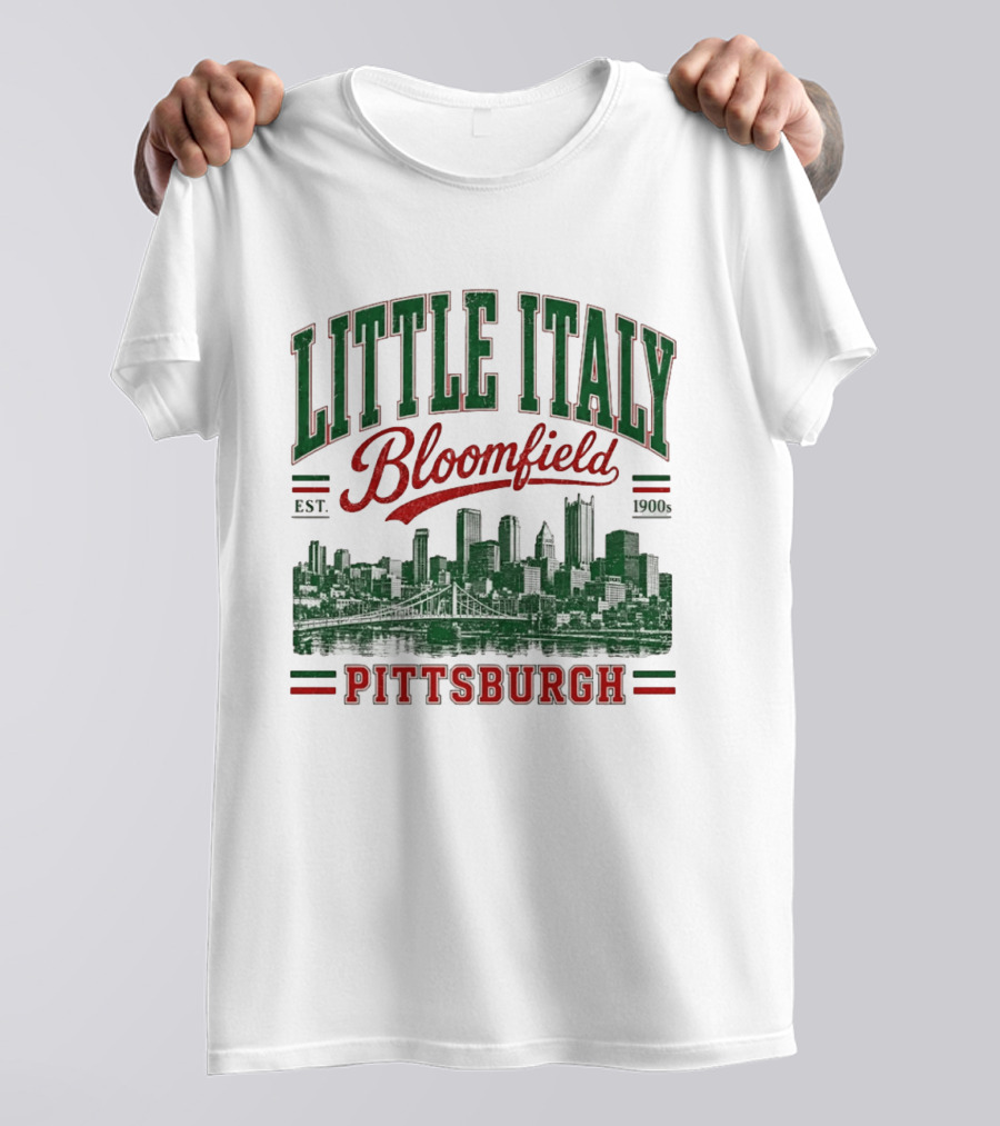 Little Italy Bloomfield Pittsburgh Est. 1900s Skyline Heritage T-Shirt
