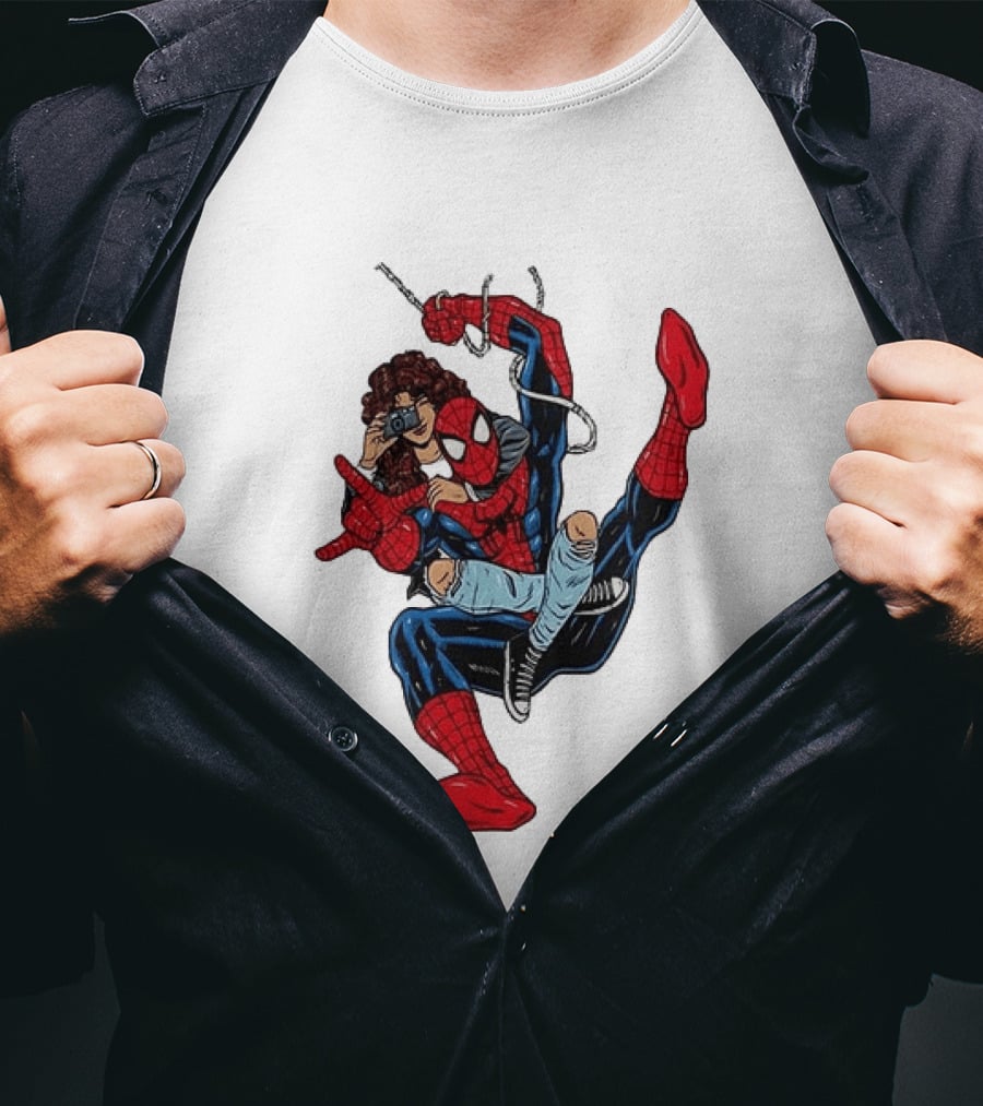 Spider Man The Heart Behind The Hero Photography Pose T-Shirt