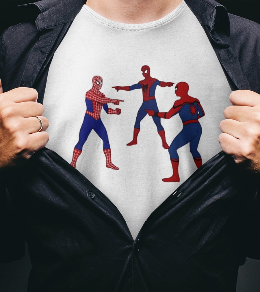 Spiderman Pointing Meme Marvel Superhero Comic Book Iconic Scene 2026 T-Shirt