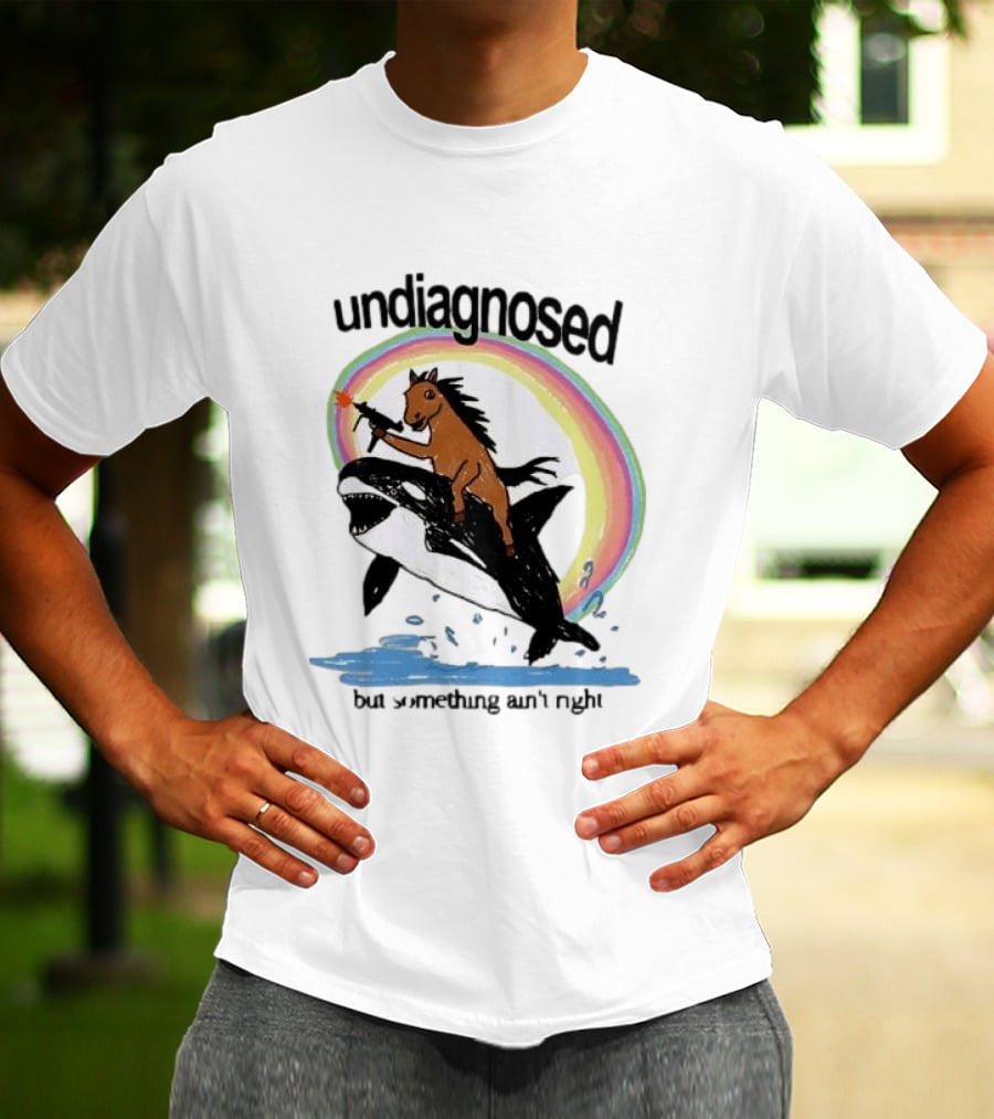 Undiagnosed Horse Riding Orca But Something Ain't Right Gun Rainbow T-Shirt
