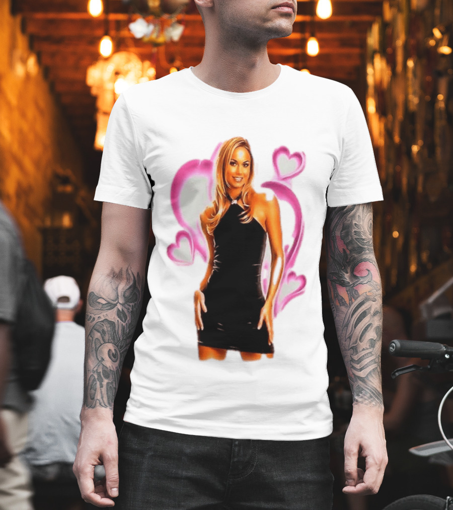 WWE Stacy Keibler Pink Hearts Glamorous Pose T-Shirt