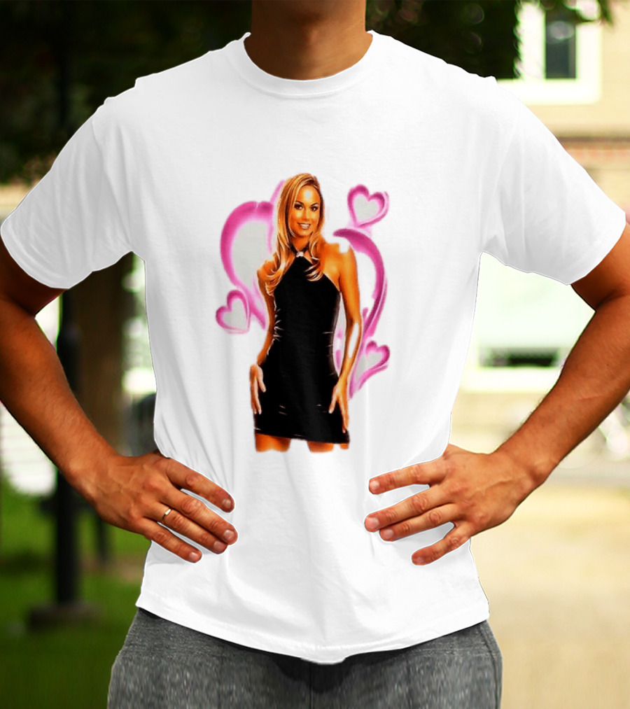 WWE Stacy Keibler Pink Hearts Glamorous Pose T-Shirt