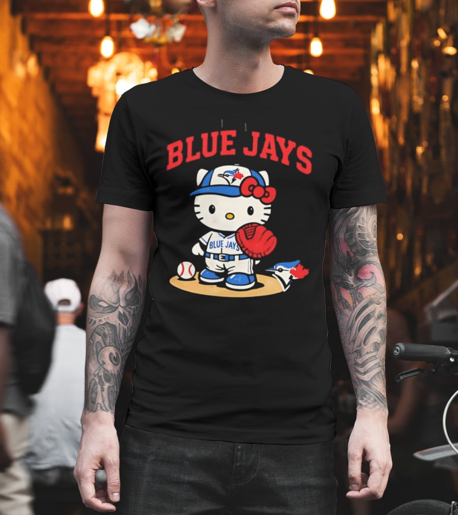 Hello Kitty Toronto Blue Jays Collaboration Baseball Cute Character Merchandise T-Shirt