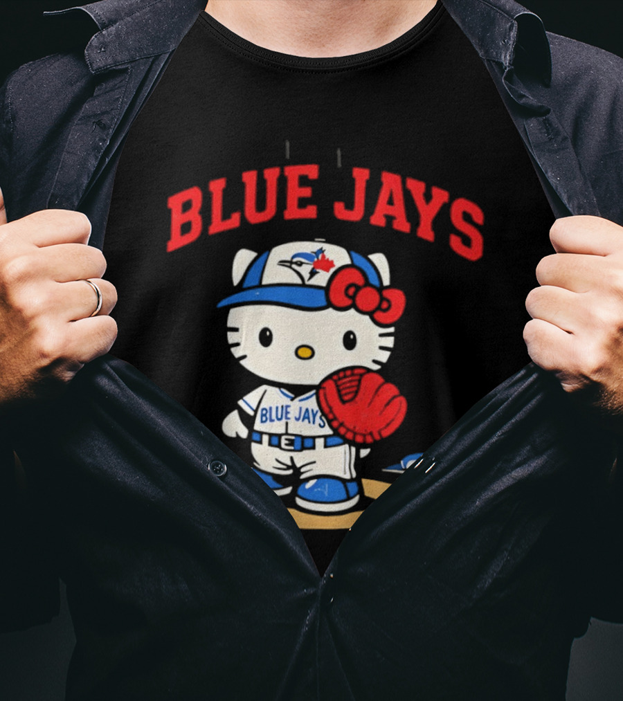 Hello Kitty Toronto Blue Jays Collaboration Baseball Cute Character Merchandise T-Shirt