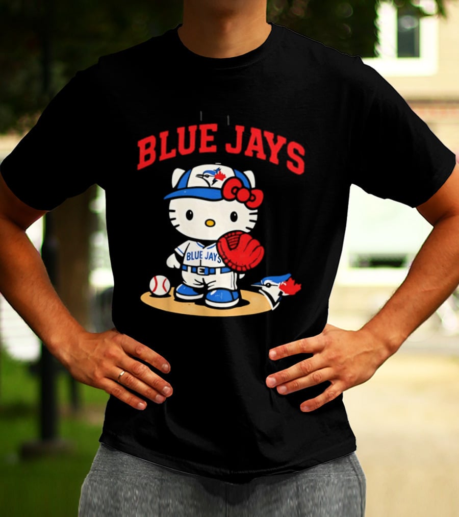 Hello Kitty Toronto Blue Jays Collaboration Baseball Cute Character Merchandise T-Shirt