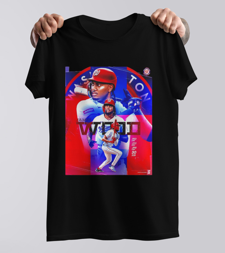James Wood Washington Nationals .272 AVG .398 OBP 30 HR Collage T-Shirt