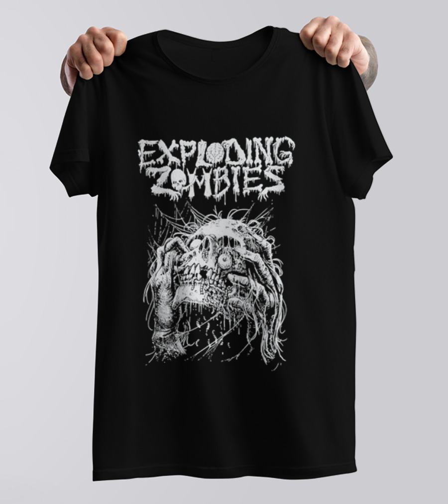 Exploding Zombies Horror Dripping Text Grunge Monster T-Shirt