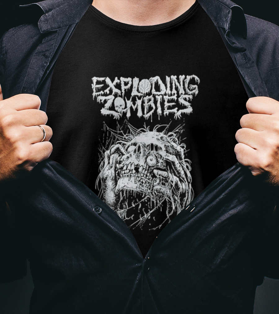 Exploding Zombies Horror Dripping Text Grunge Monster T-Shirt