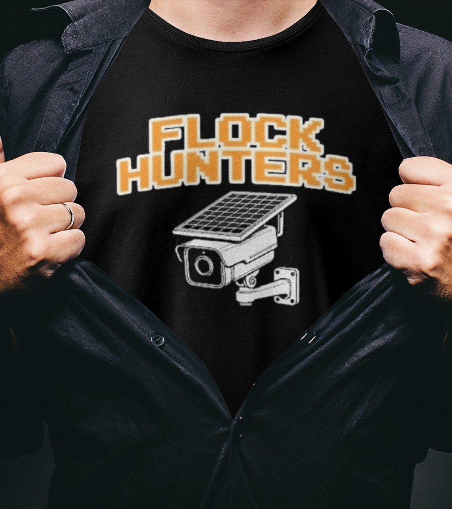 Flock Hunters Drinkin Bros Surveillance Camera Solar Panel T-Shirt