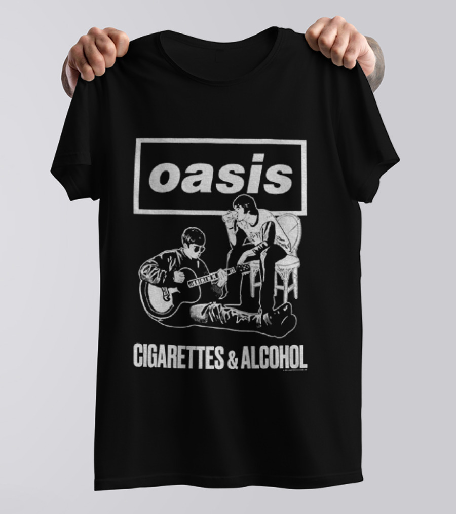 Oasis Noel And Liam Gallagher Cigarettes And Alcohol Mono T-Shirt