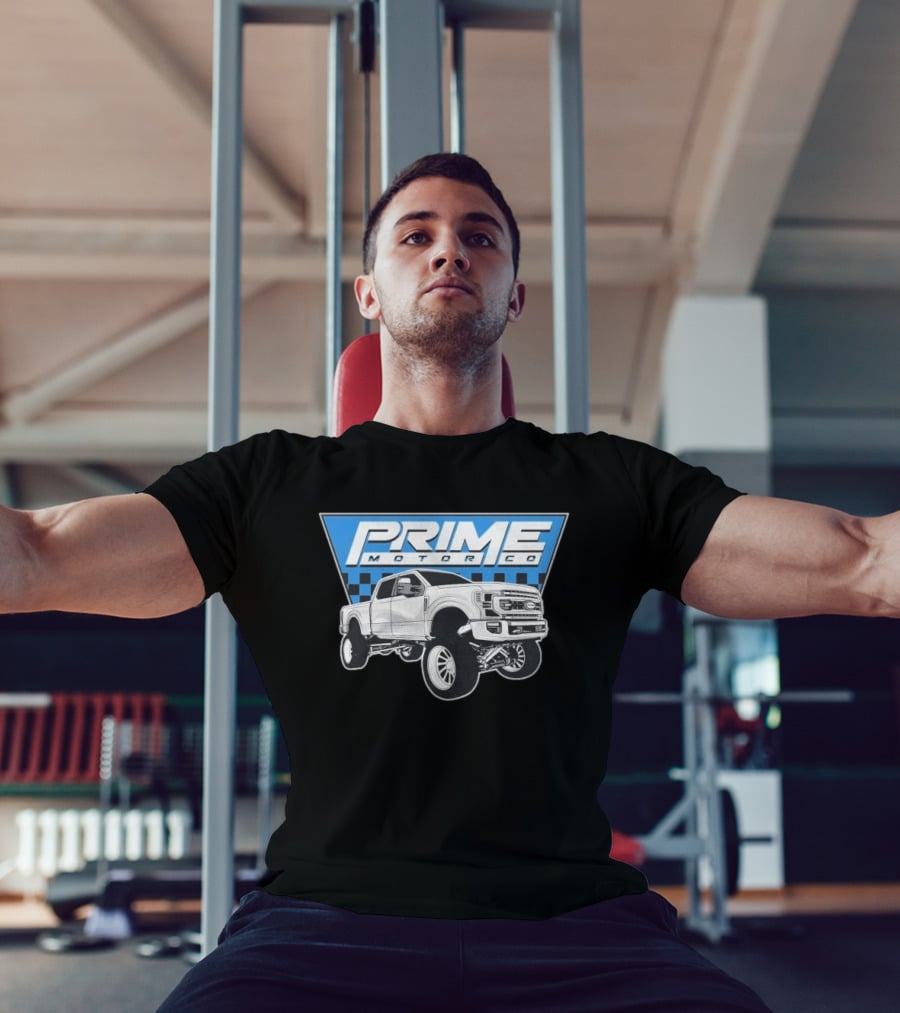 Prime Motor Co Lifted Truck Checkered Triangle T-Shirt