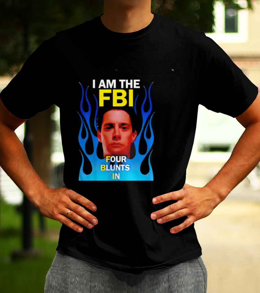 I Am The FBI Four Blunts In Special Agent Dale Cooper Blue Flame T-Shirt
