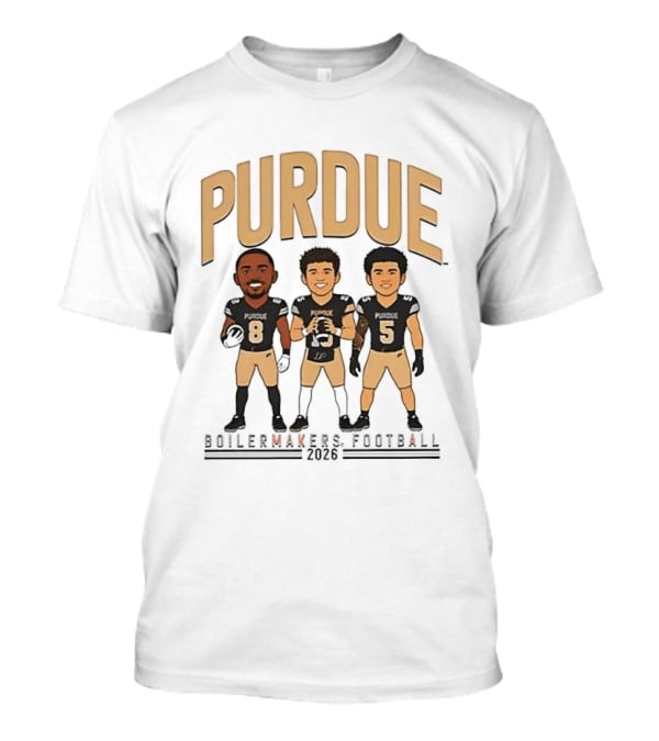 Purdue Boilermakers Football 2026 Three Cartoon Players T-Shirt