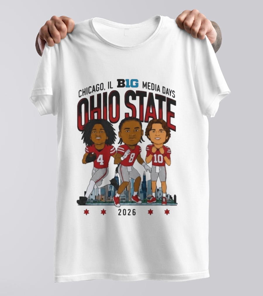Ohio State Buckeyes Chicago IL B1G Media Days 2026 Caricatures T-Shirt
