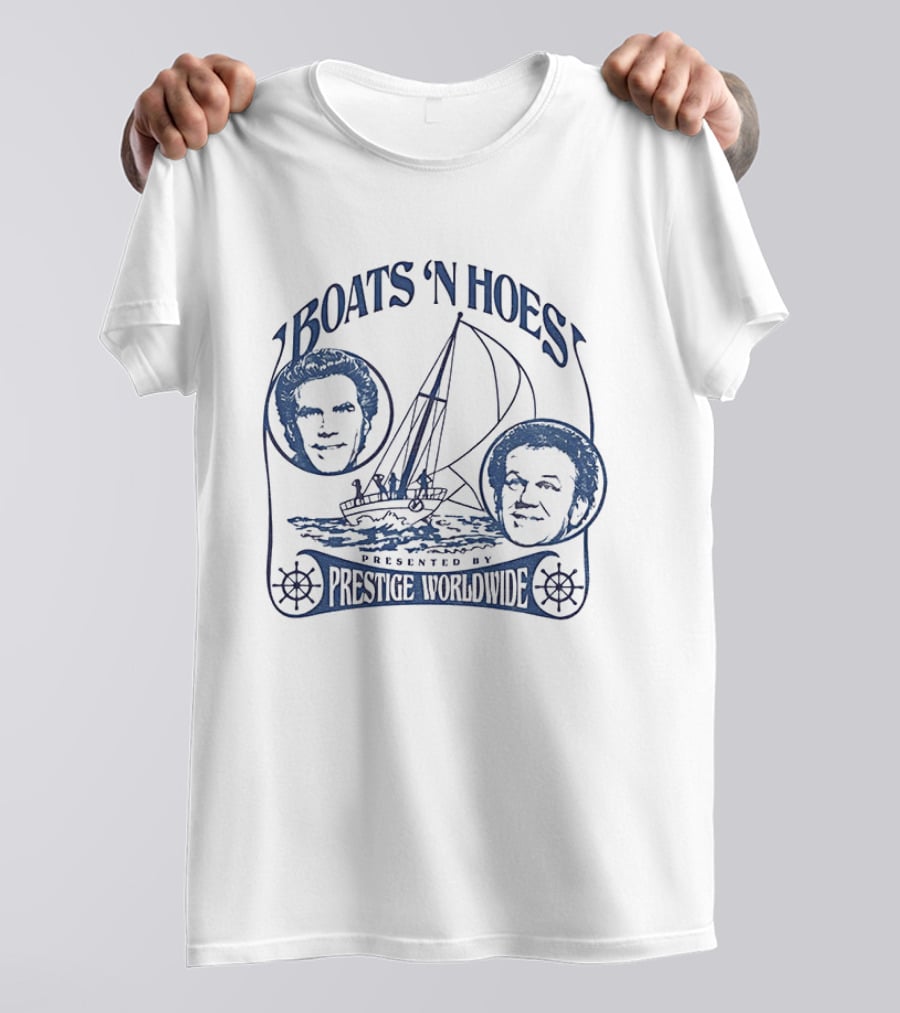 Boats 'N Hoes Presented By Prestige Worldwide Step Brothers Faces Sailboat T-Shirt