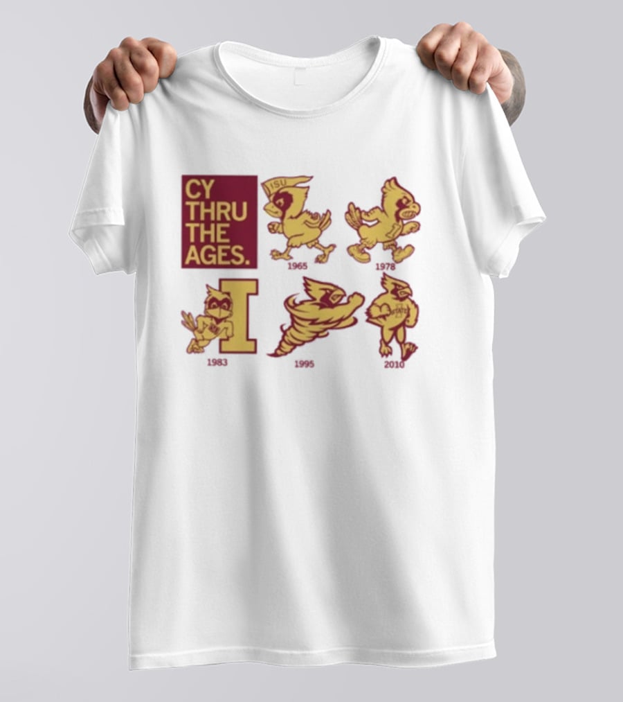 Iowa State Cyclones CY Thru The Ages Mascot Evolution Logos 1954 1972 1995 2008 T-Shirt