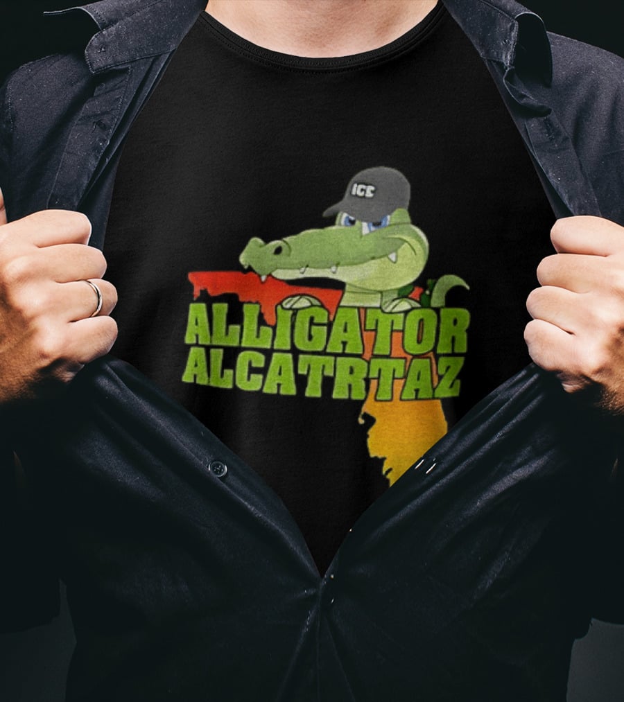 Alligator Alcatraz ICC Ice Cap Florida Map T-Shirt