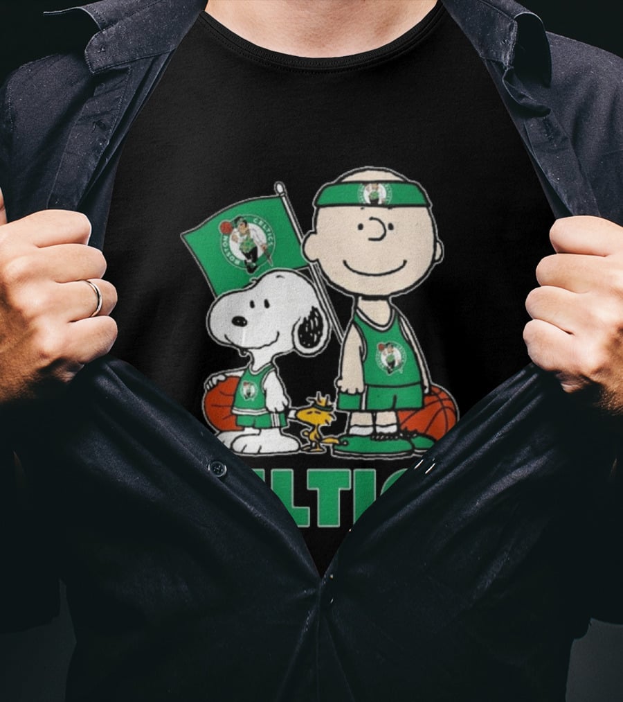 Boston Celtics Snoopy Charlie Brown Peanuts Friends Basketball 2024 T-Shirt