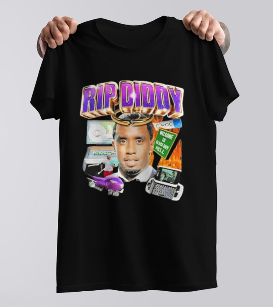 Sam Hyde Rip Diddy Welcome To Black Guy Hell Ciroc Wings 09 Typewriter T-Shirt