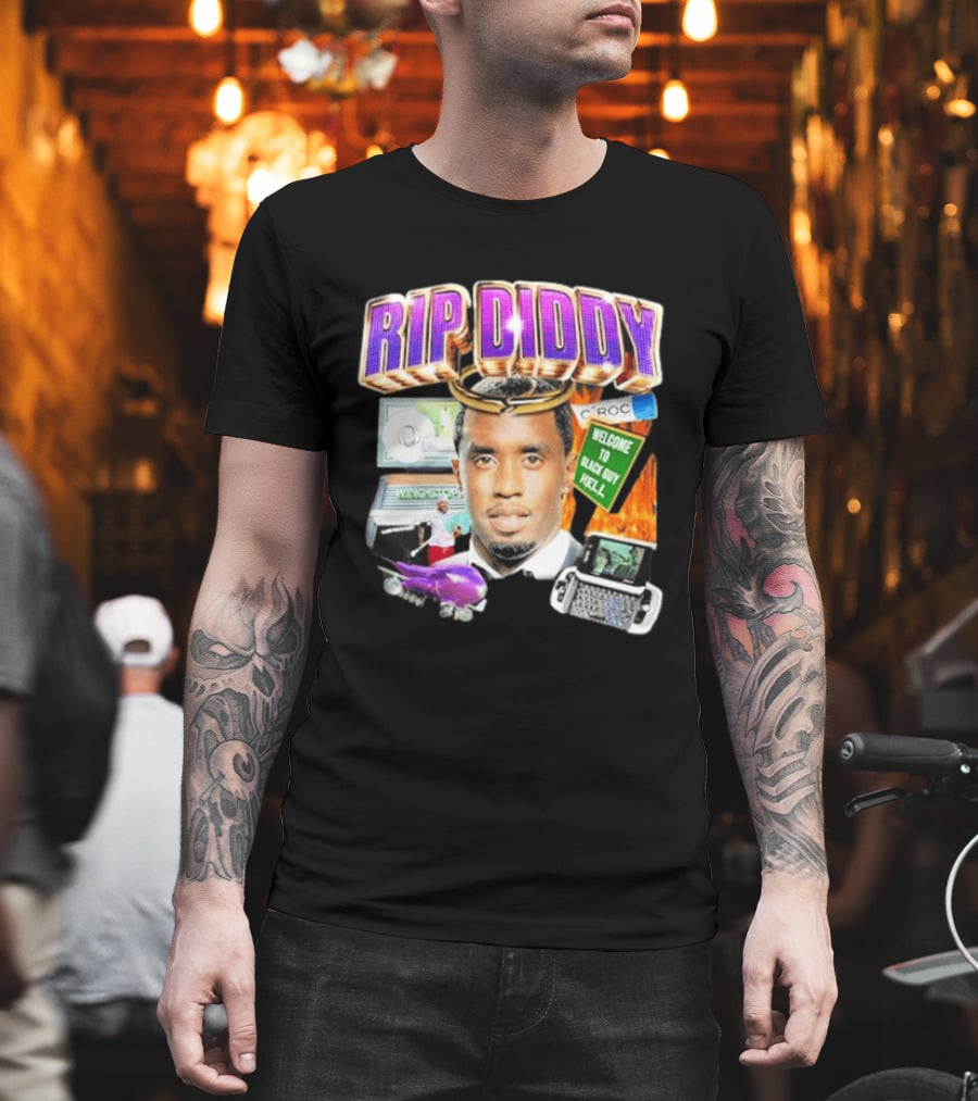 Sam Hyde Rip Diddy Welcome To Black Guy Hell Ciroc Wings 09 Typewriter T-Shirt