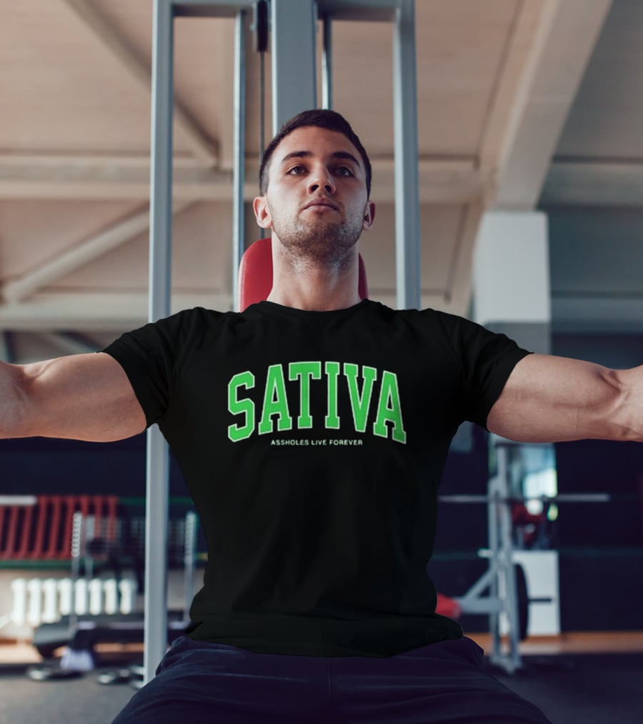 Sativa Assholes Live Forever Bold Arch Lettering T-Shirt