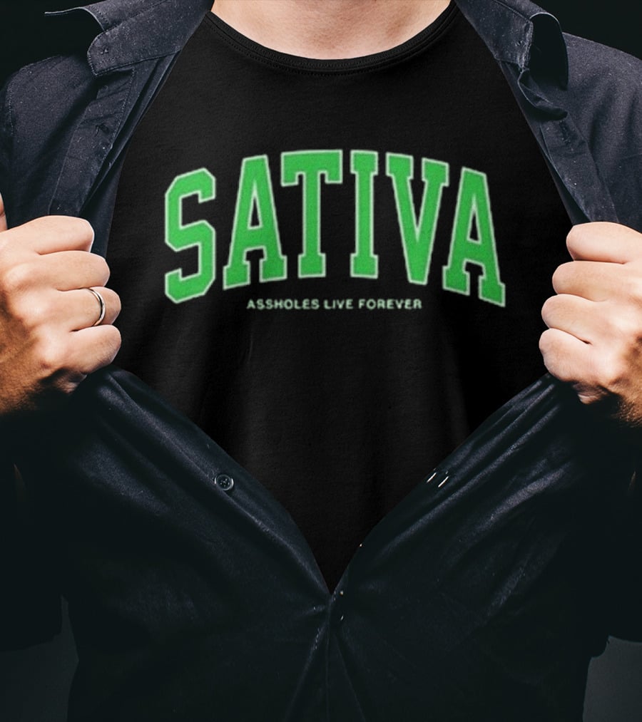 Sativa Assholes Live Forever Bold Arch Lettering T-Shirt