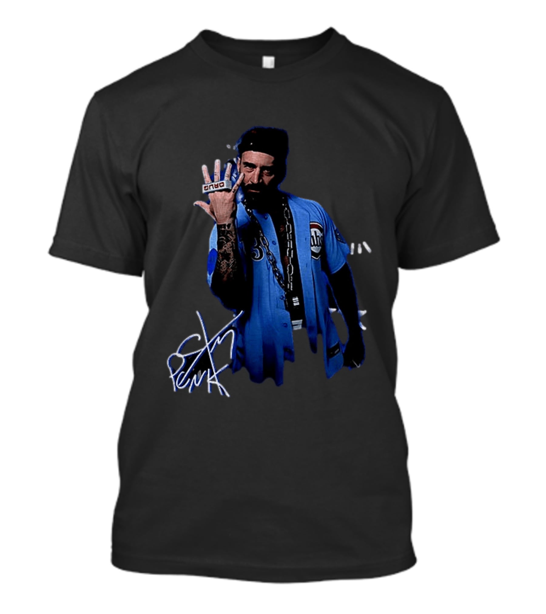 CM Punk WWE Signature Look With Chicago Baseball Jersey And Tattoos T-Shirt