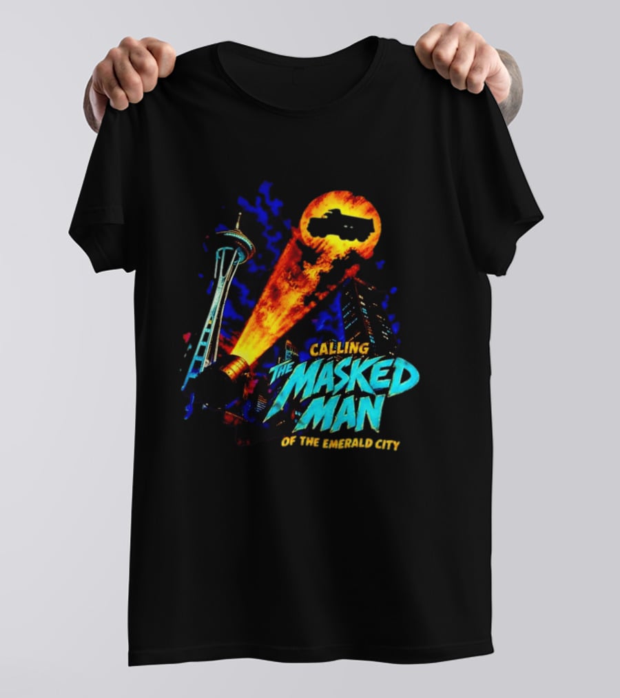 Calling The Masked Man Emerald City Space Needle T-Shirt