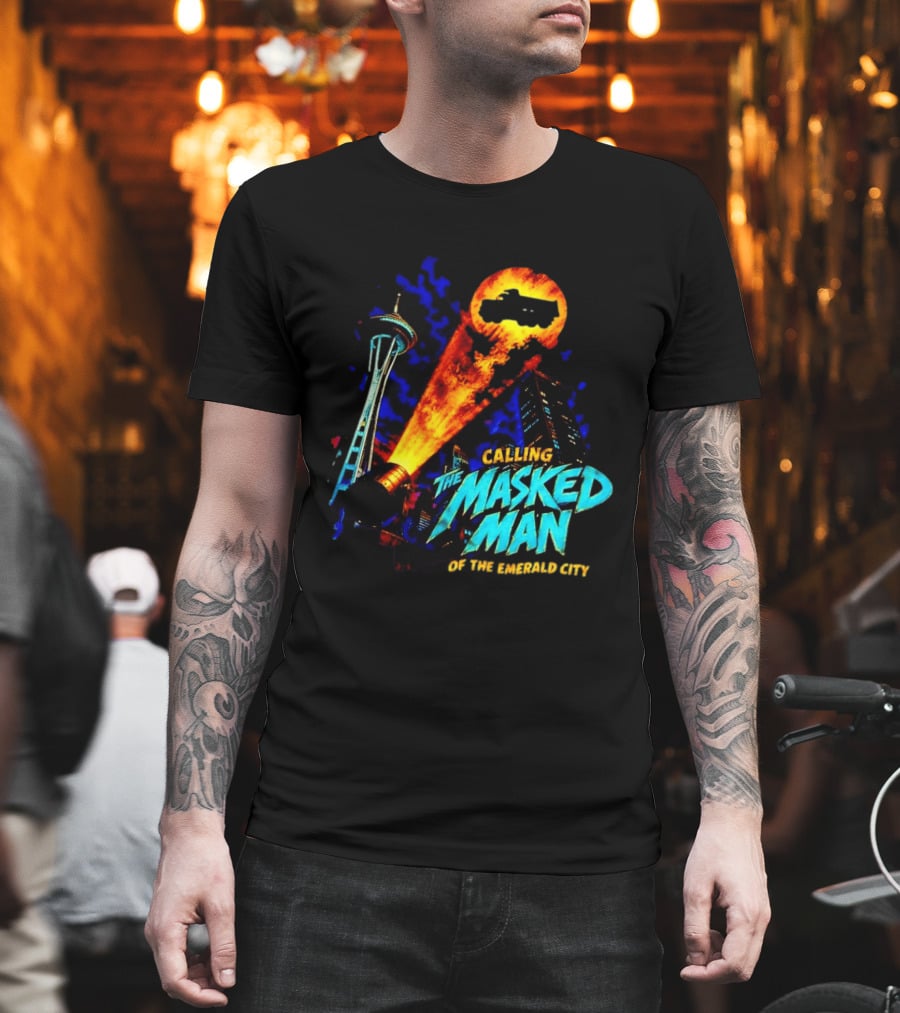 Calling The Masked Man Emerald City Space Needle T-Shirt