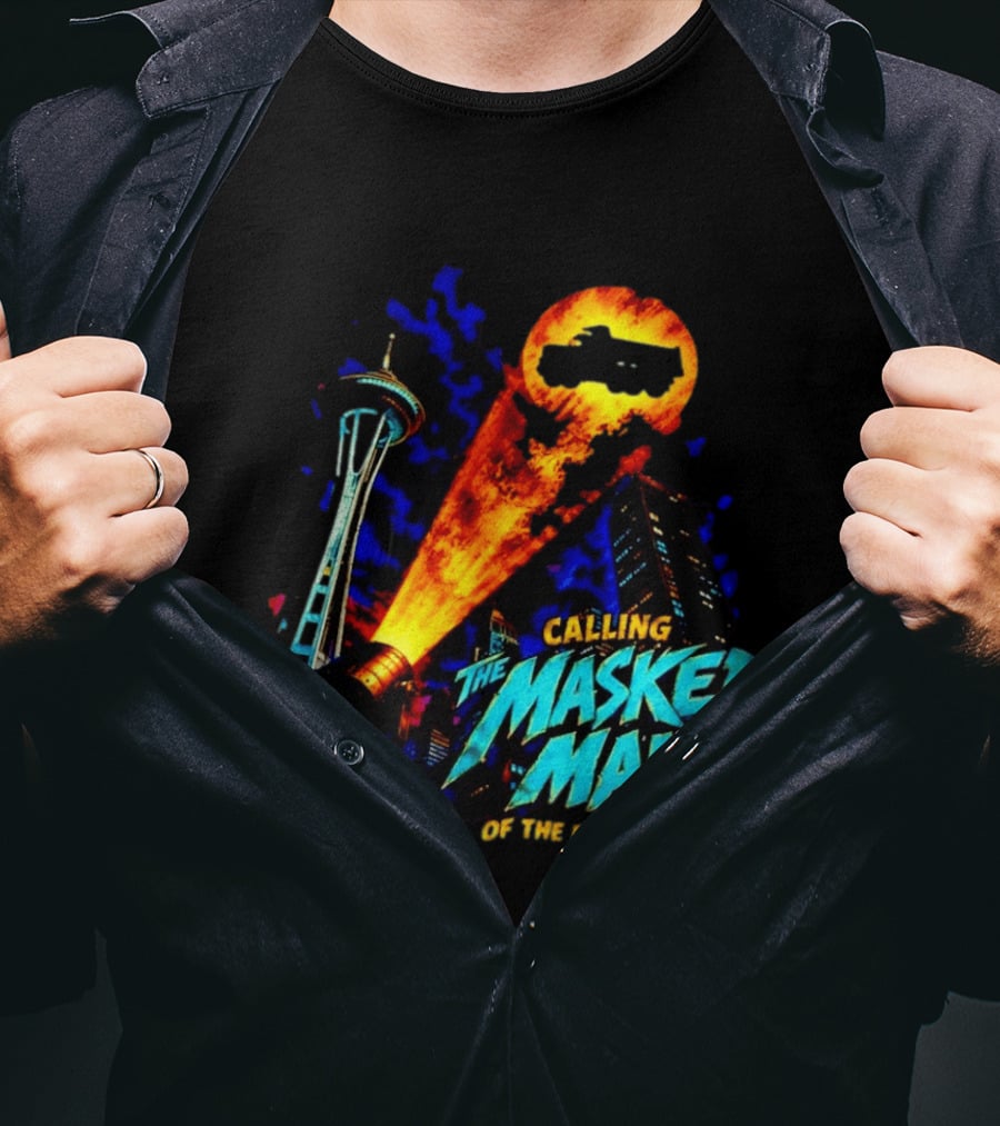 Calling The Masked Man Emerald City Space Needle T-Shirt