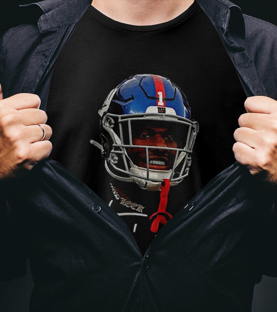 New York Giants Malik Nabers Helmet Big Head Signature T-Shirt