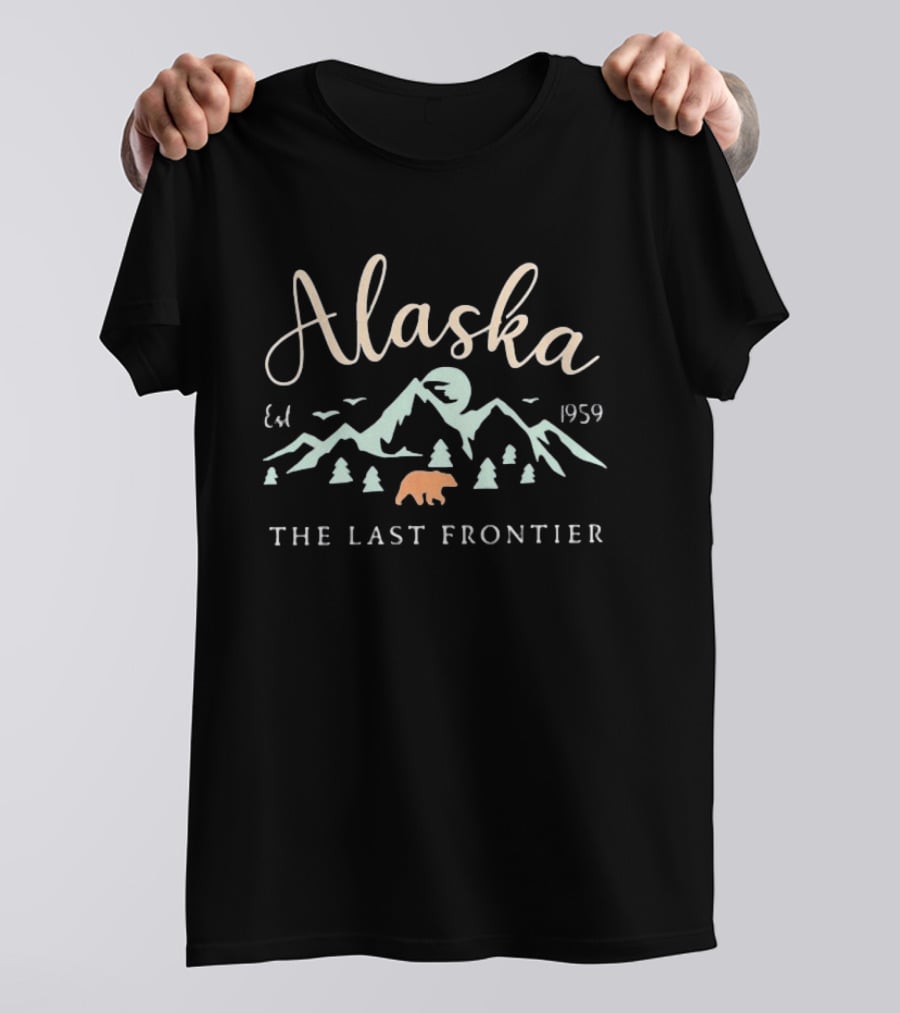 Alaska The Last Frontier Est 1959 Mountain Bear Scene T-Shirt