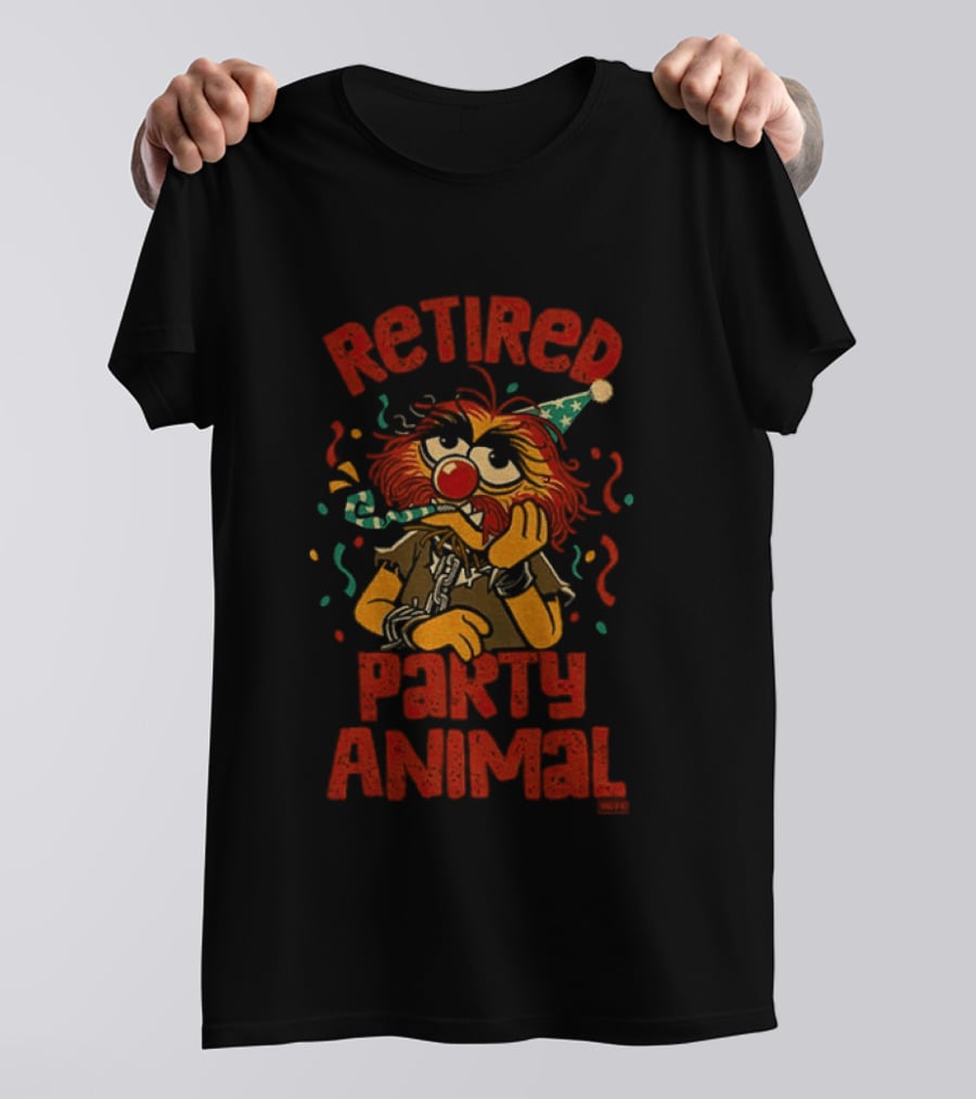 Retired Party Animal With Birthday Hat And Confetti T-Shirt