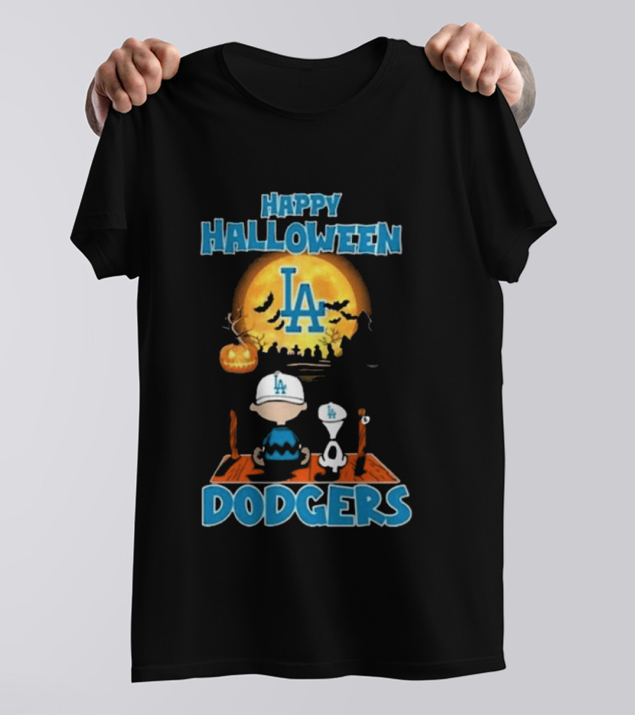 Happy Halloween Los Angeles Dodgers Peanuts Snoopy Charlie Brown T-Shirt