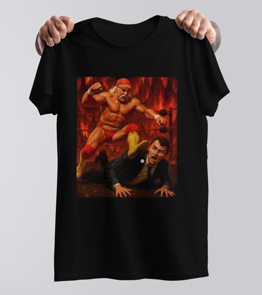 Hulk Hogan Hulkamania Vs Charlie Kirk Wrestling Meme Image T-Shirt