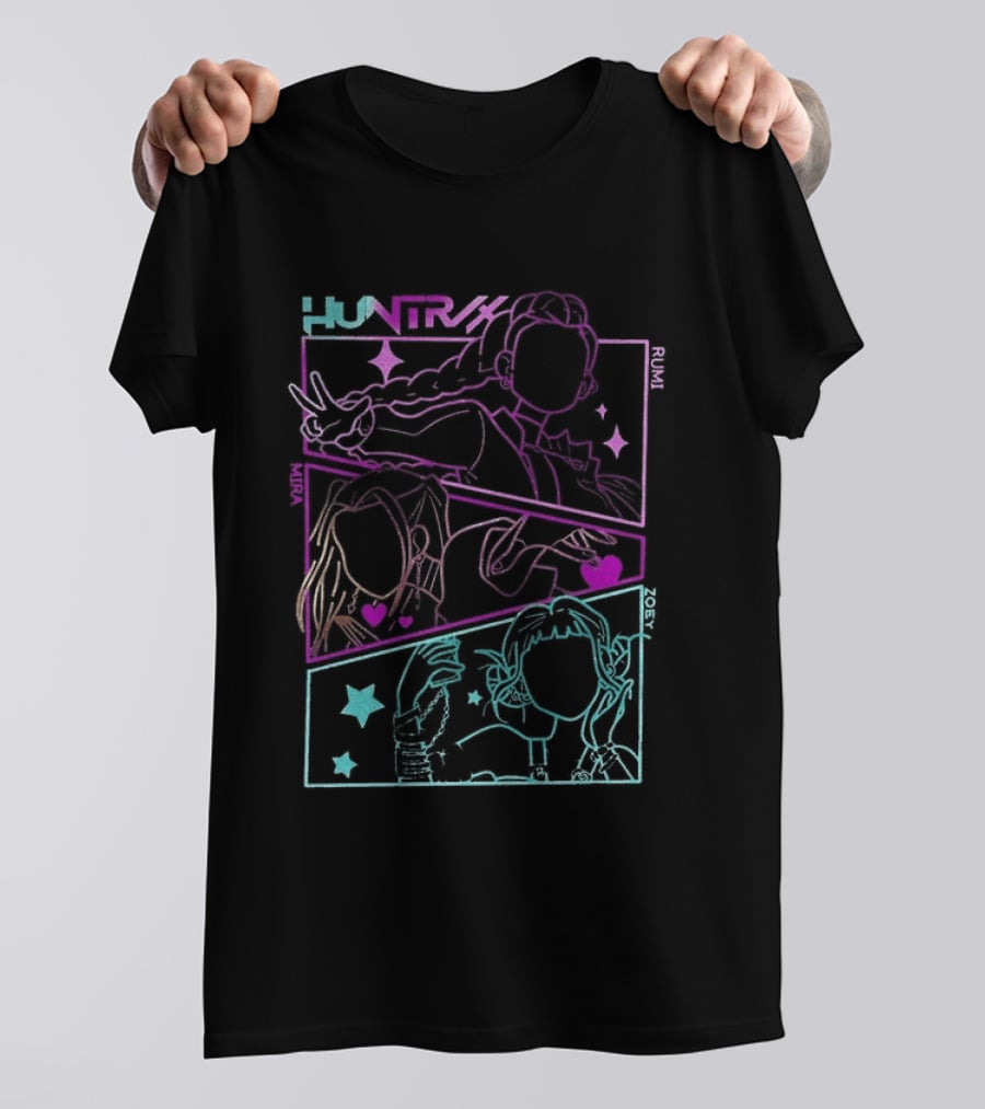 Huntrix Girls Kpop Demon Hunters Neon Manga T-Shirt