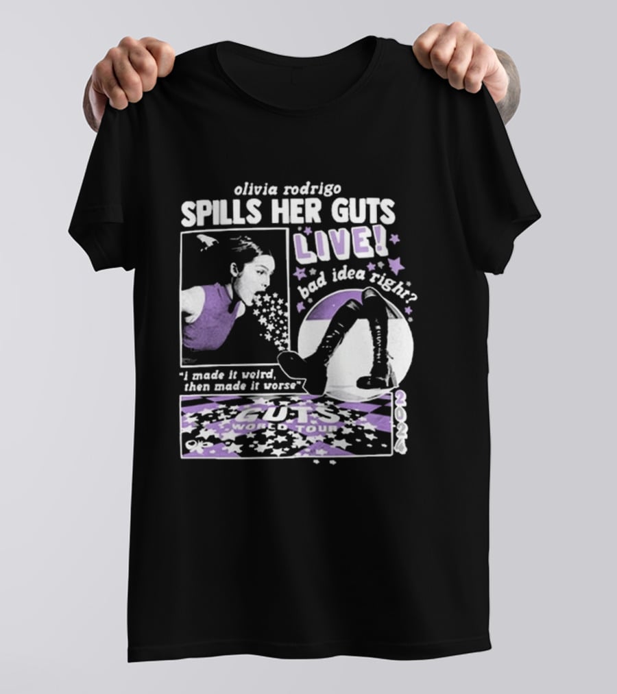 Olivia Rodrigo Spills Her Guts Live World Tour 2023 Bad Idea Right? T-Shirt