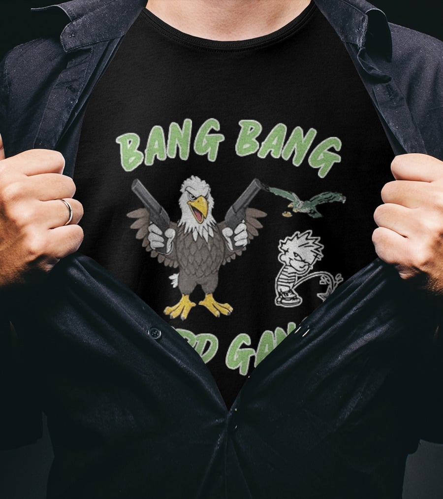 Bang Bang Bird Gang Eagle Guns Calvin Peeing Star T-Shirt