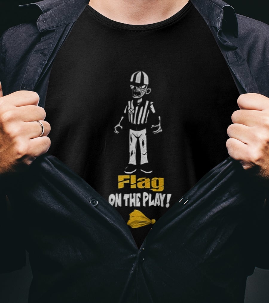 Zombie Referee Flag On The Play Halloween Humor T-Shirt