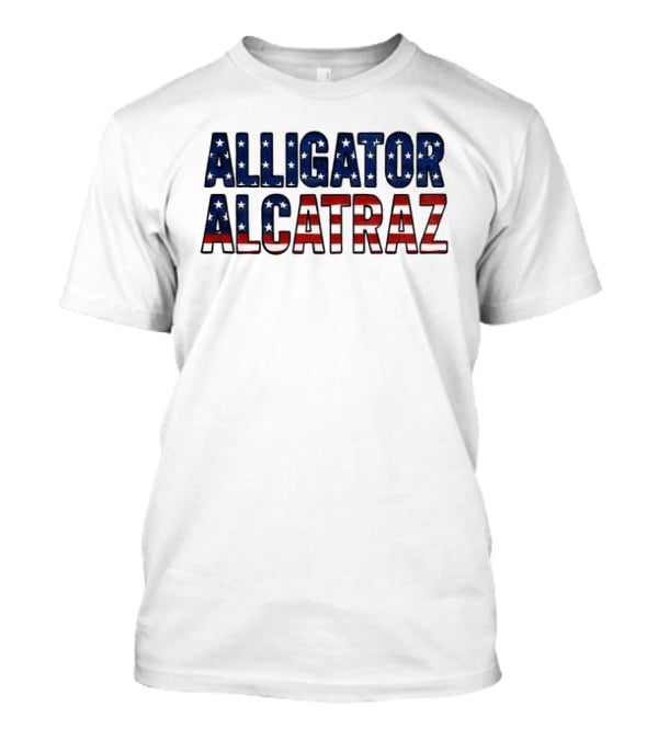 Alligator Alcatraz American Flag Patriotic Stars Stripes T-Shirt