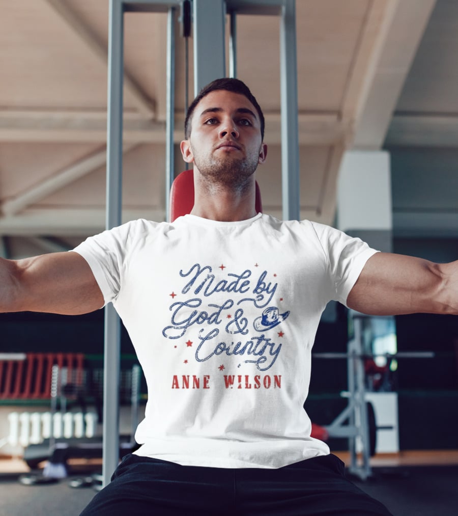Anne Wilson Made By God And Country Red And Blue Stars T-Shirt