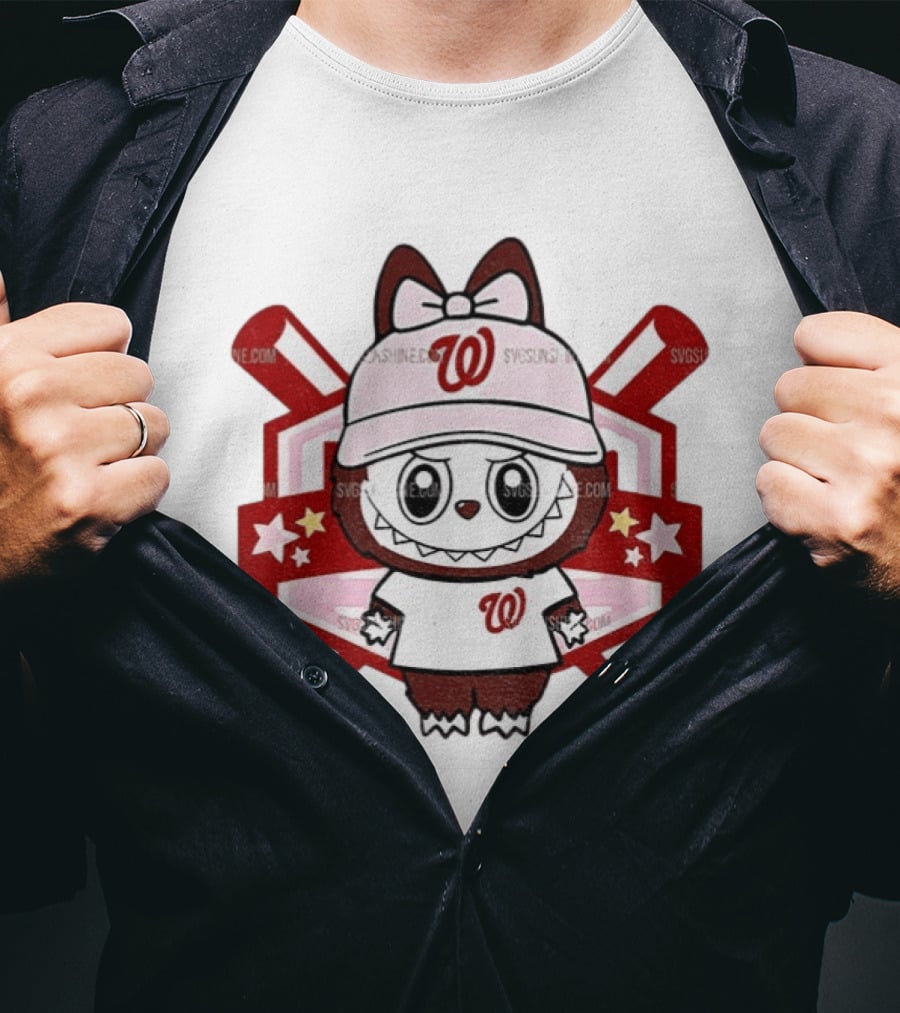 Baseball Girl Labubu Washington Nationals 2025 MLB Team Fan T-Shirt