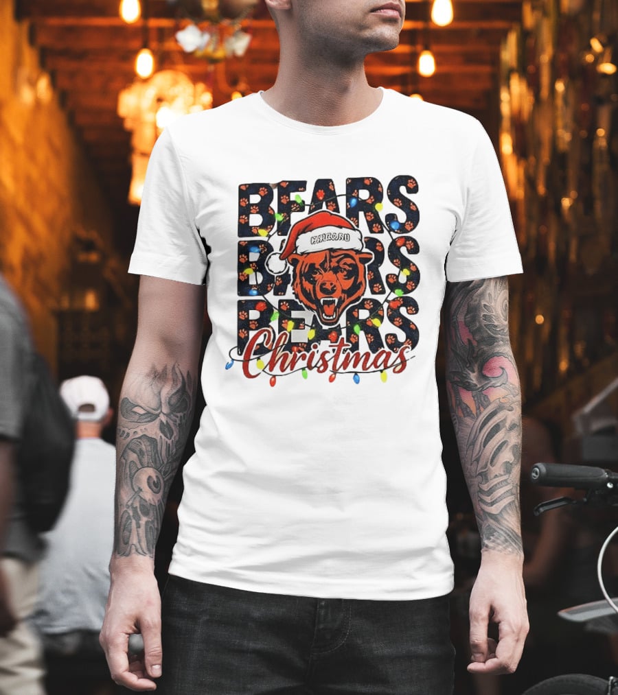 Bears Christmas Bear Santa Claus Chicago Bears Football T-Shirt