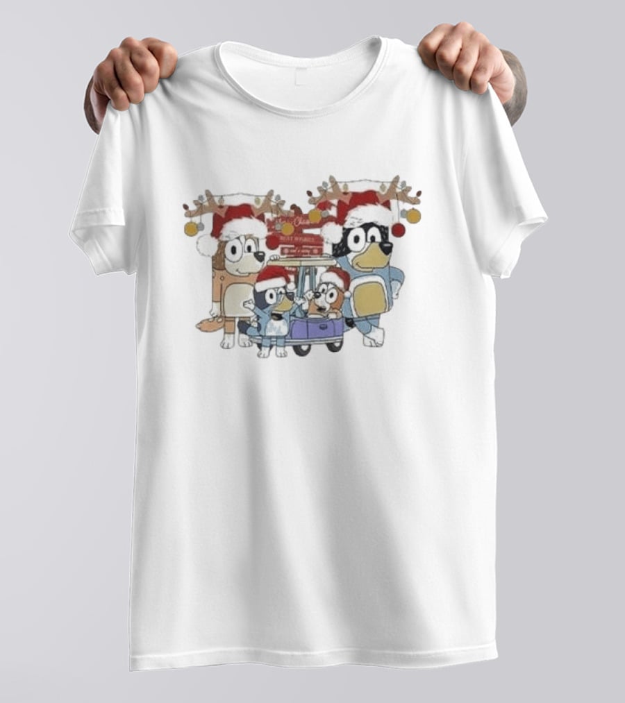 Bluey Family Christmas Santa Hats Merry Xmas 2024 T-Shirt