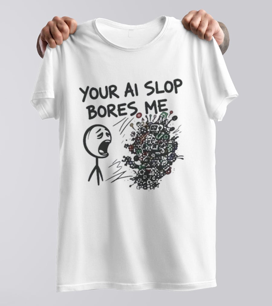 Your AI Slop Bores Me Stick Figure Expression With Colorful Scribbles T-Shirt