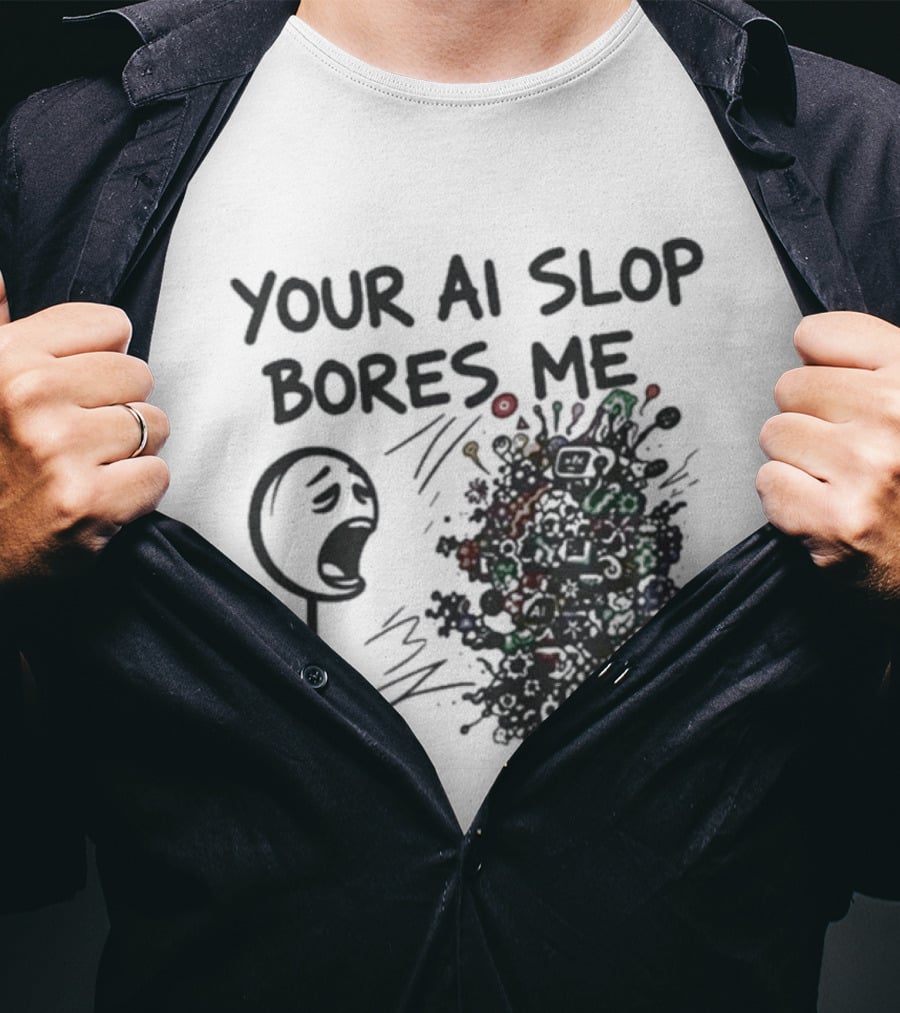 Your AI Slop Bores Me Stick Figure Expression With Colorful Scribbles T-Shirt
