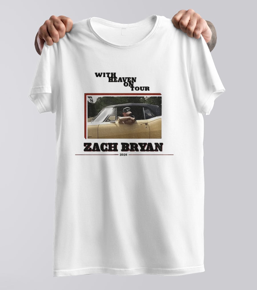 Zach Bryan With Heaven On Tour 2026 Yellow Convertible Country Music T-Shirt