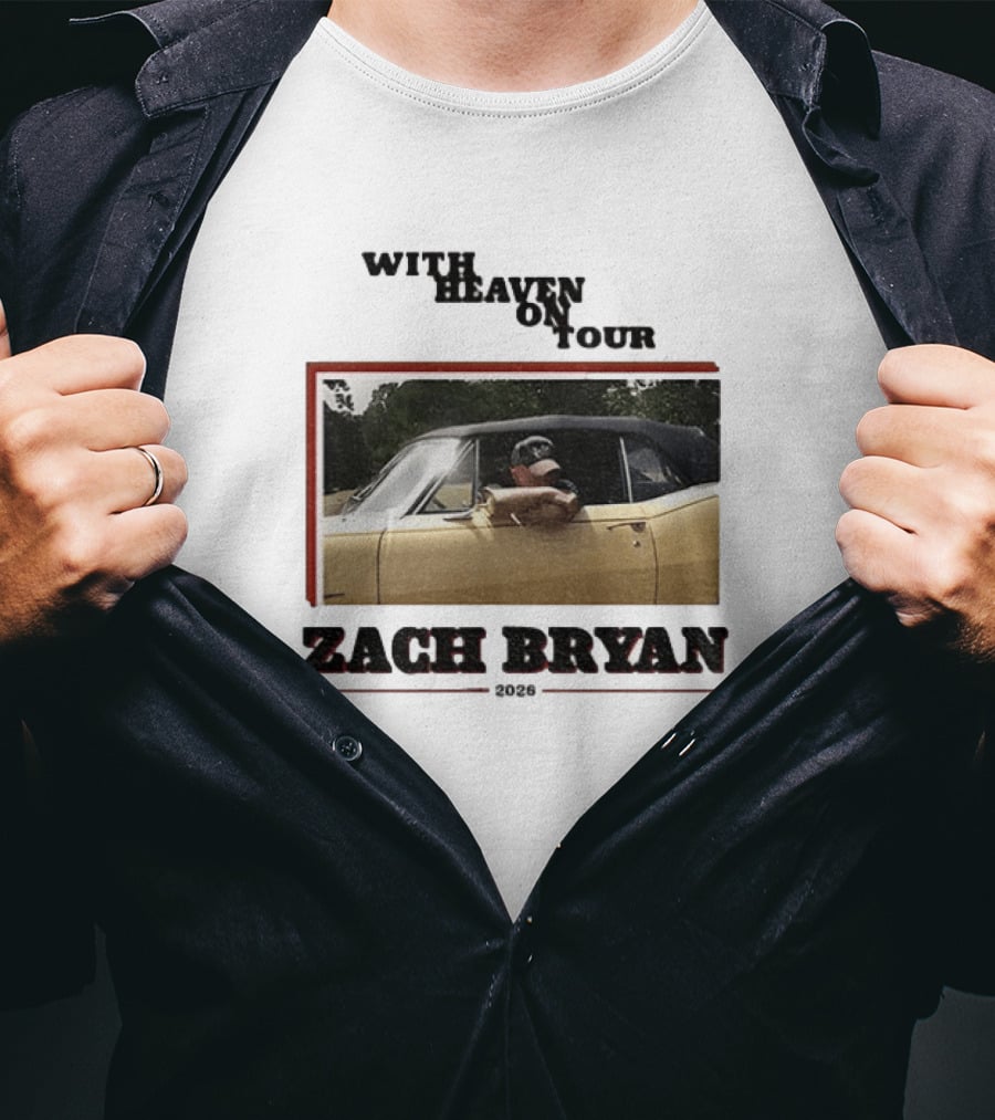 Zach Bryan With Heaven On Tour 2026 Yellow Convertible Country Music T-Shirt