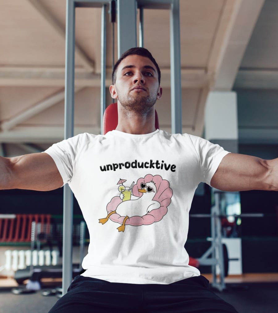 Unproducktive Duck Relaxing In A Shell With A Cocktail Sunglasses Lemonade T-Shirt